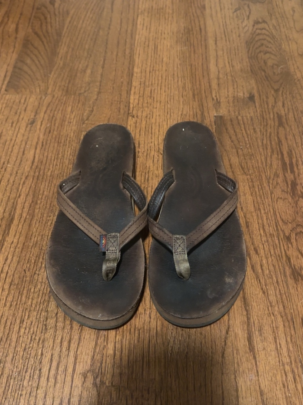 Rainbow Women’s Brown Leather Strap Flip-Flops